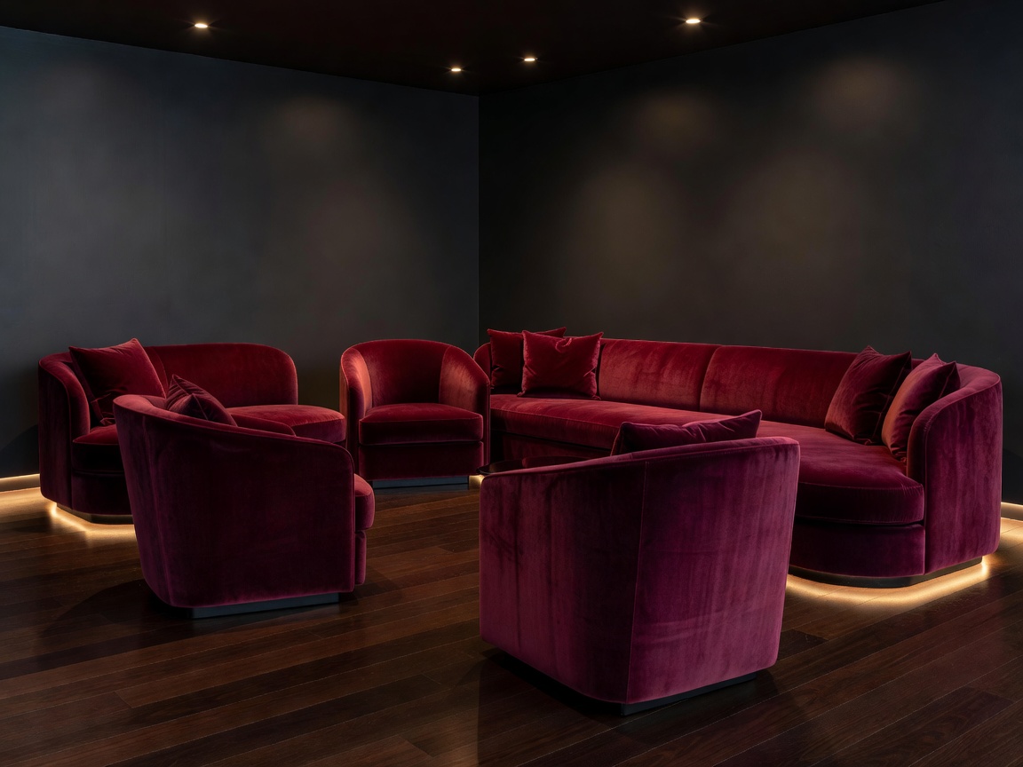 HOLA Design high end classic villa interior with burgundy velvet accent