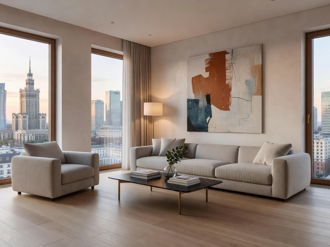 LuxArte elegant modern living room interior Warsaw