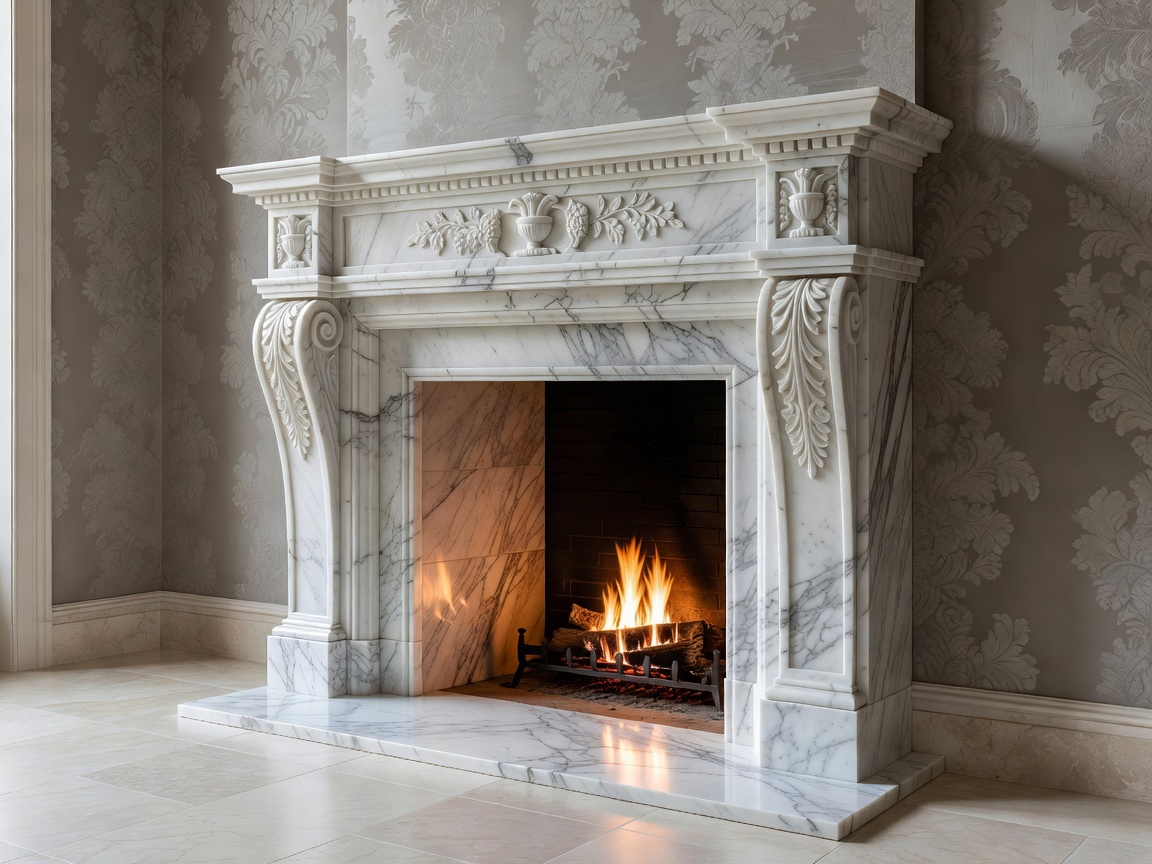 Mokotowska Penthouse custom fireplace living room