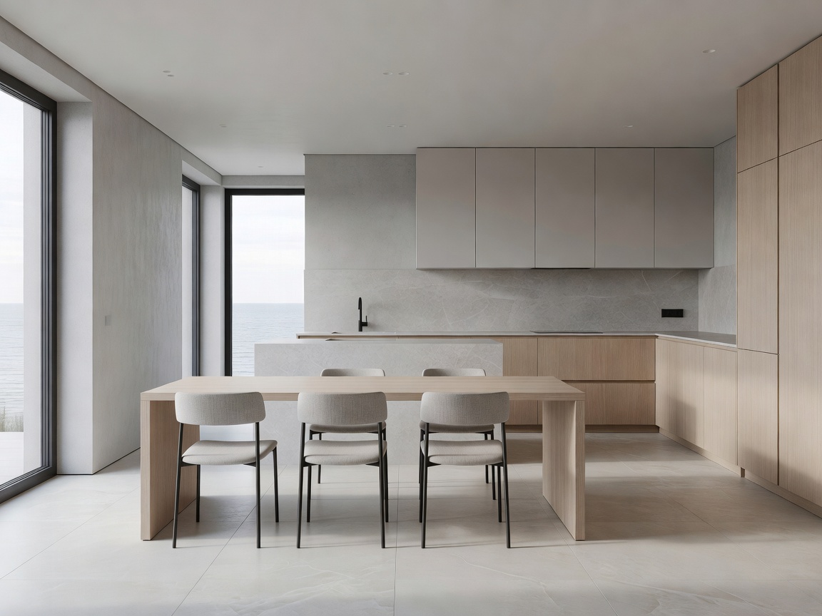 Sopot Residence minimalist modern dining and kitchen area